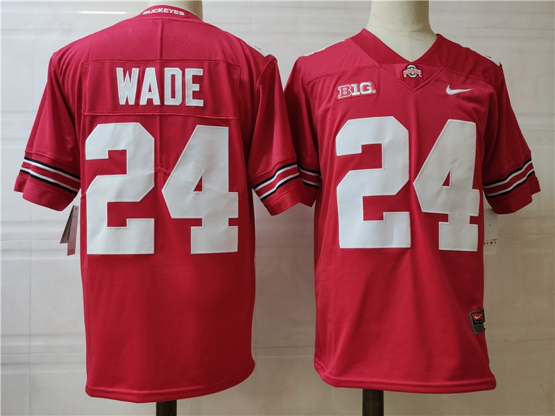 Men Ohio State Buckeyes #24 Wade Red Nike 2025 NCAA Jersey